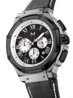 MSTR AM1011LB - AMBASSADOR POLISHED SILVER / BLACK / LEATHER BAND - Image 2