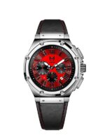 MSTR AM1012LB - AMBASSADOR SILVER / RED / LEATHER BAND