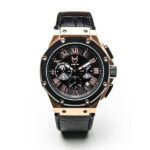 MSTR AM139CB AMBASSADOR - ROSE GOLD & BLACK - CROC LEATHER BAND