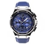MSTR AM190LB - AMBASSADOR POLISH SILVER / BLUE / LEATHER BAND