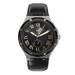 MSTR AU115LB- ULTRA SLIM SILVER / BLACK / LEATHER BAND