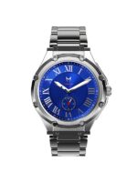 MSTR AU117SS- ULTRA SLIM SILVER SEMI-POLISHED / BLUE / SS BAND 37MM