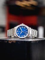 MSTR AU117SS- ULTRA SLIM SILVER SEMI-POLISHED / BLUE / SS BAND 37MM - Image 4