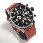 MSTR AV116CB AVIATOR - POLISHED TITANIUM GREY/ BLACK / RED CROC BAND NEW - Image 2