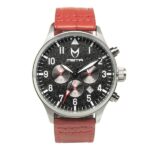 MSTR AV116CB AVIATOR - POLISHED TITANIUM GREY/ BLACK / RED CROC BAND NEW