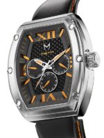 MSTR MJ121LB - MAJOR POLISHED SILVER / ORANGE / LEATHER BAND - Image 2