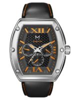 MSTR MJ121LB - MAJOR POLISHED SILVER / ORANGE / LEATHER BAND