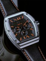 MSTR MJ121LB - MAJOR POLISHED SILVER / ORANGE / LEATHER BAND - Image 4