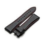 MSTR SB203CF BLACK CARBON FIBER LEATHER BAND / RED STITCH