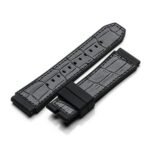 MSTR SB208RL BLACK RUBBER / CROC STYLE LEATHER BAND / BLACK STITCH