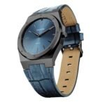 Date Master Series 40mm leather Gunmetal Blue