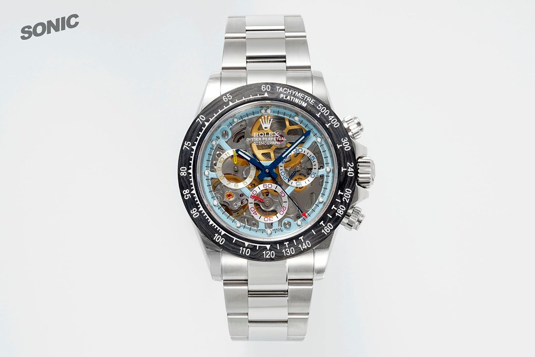116520 Blue Sapphire Dial with Blue Skeletonized Movement Rolex Daytona.