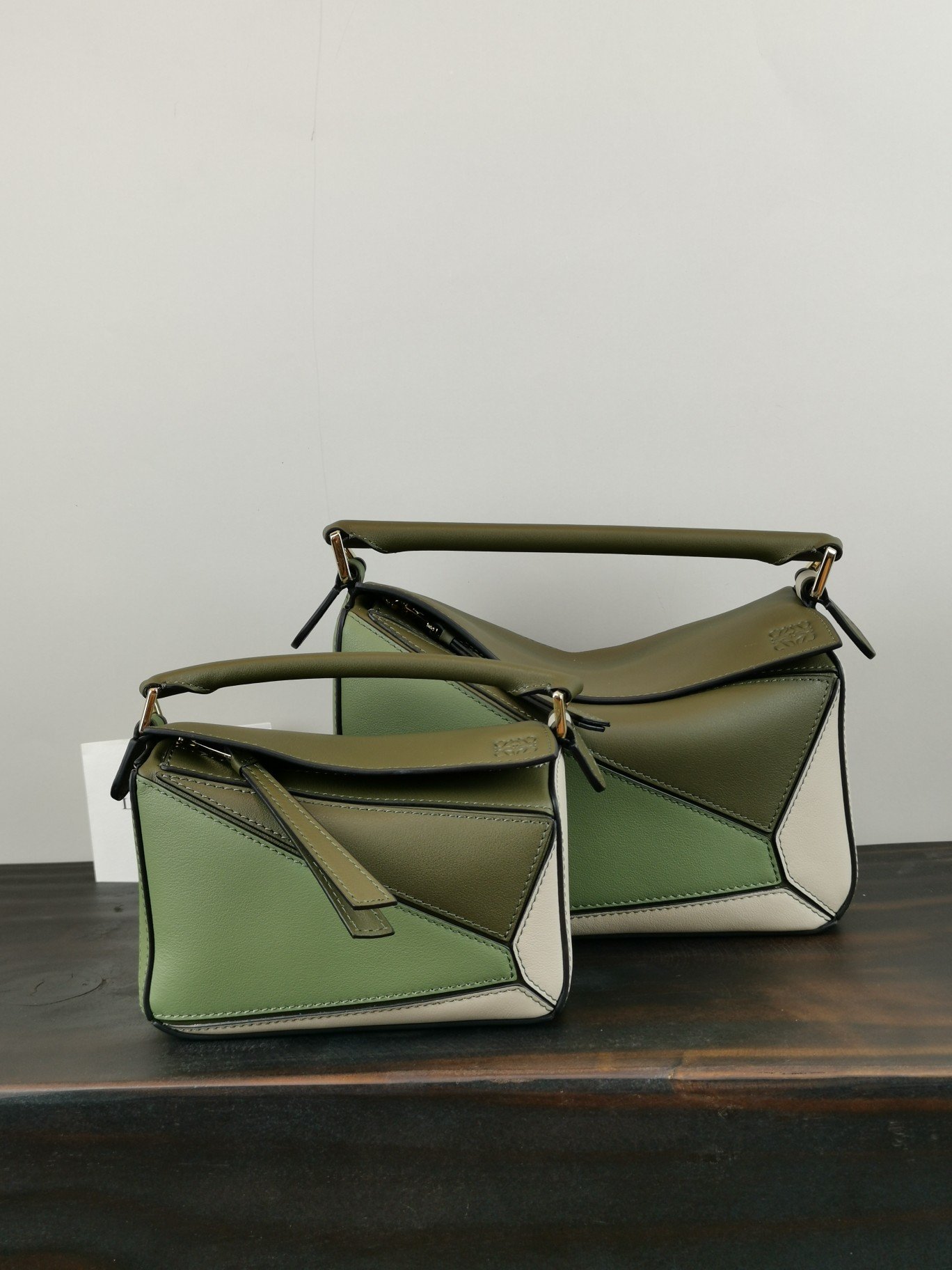 LOEWE HANDBAG  green and white  Patchwork