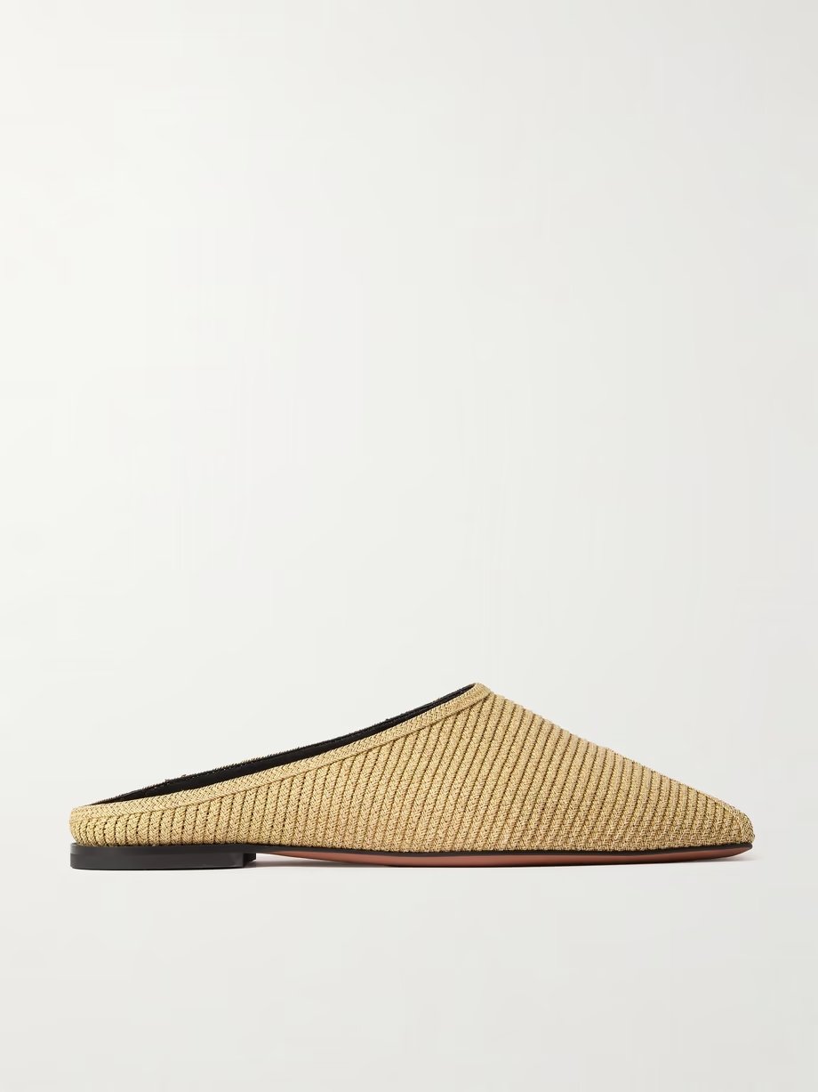 Spike raffia mules