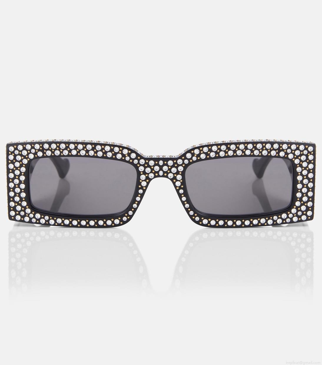 GucciDouble G polka-dot rectangular sunglasses